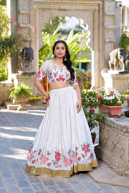 SHLOKA White Embroidered Wedding Lehenga Set Tijori Threads