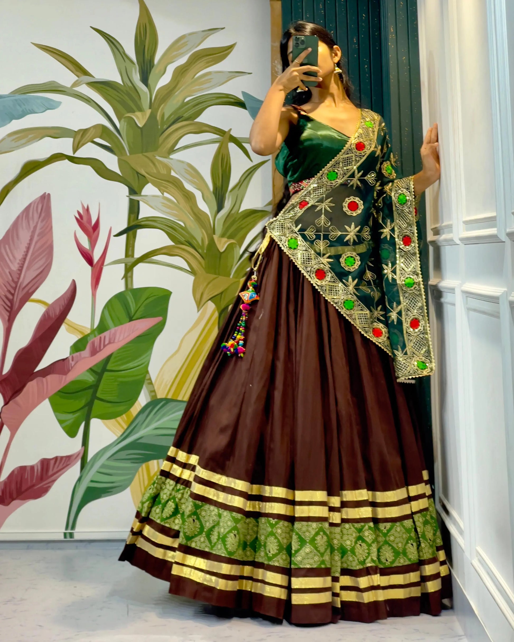 Vintage Cotton Chaniya Choli with Gotta Borders & Gaji Silk Blouse Tijori Threads