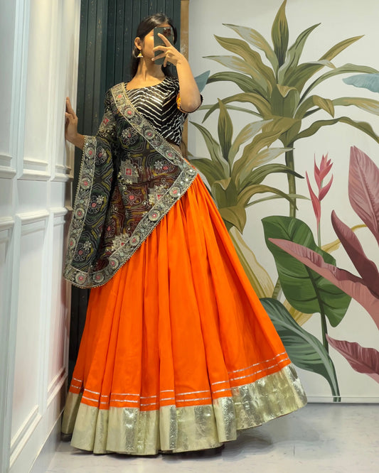Vintage Gamthi Work Lehenga Choli – Pure Cotton with Heavy Gotta Borders Tijori Threads