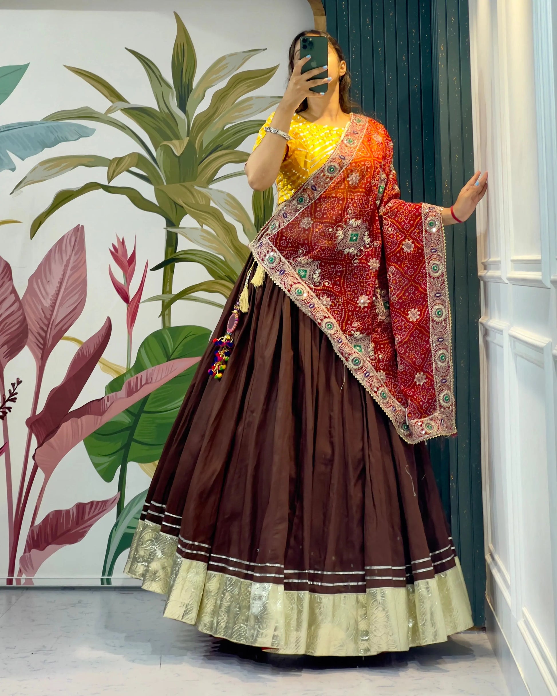 Vintage Gamthi Work Lehenga Choli – Pure Cotton with Heavy Gotta Borders Tijori Threads