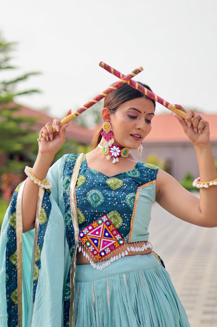 Cotton Lehenga Choli with Gamthi Embroidery