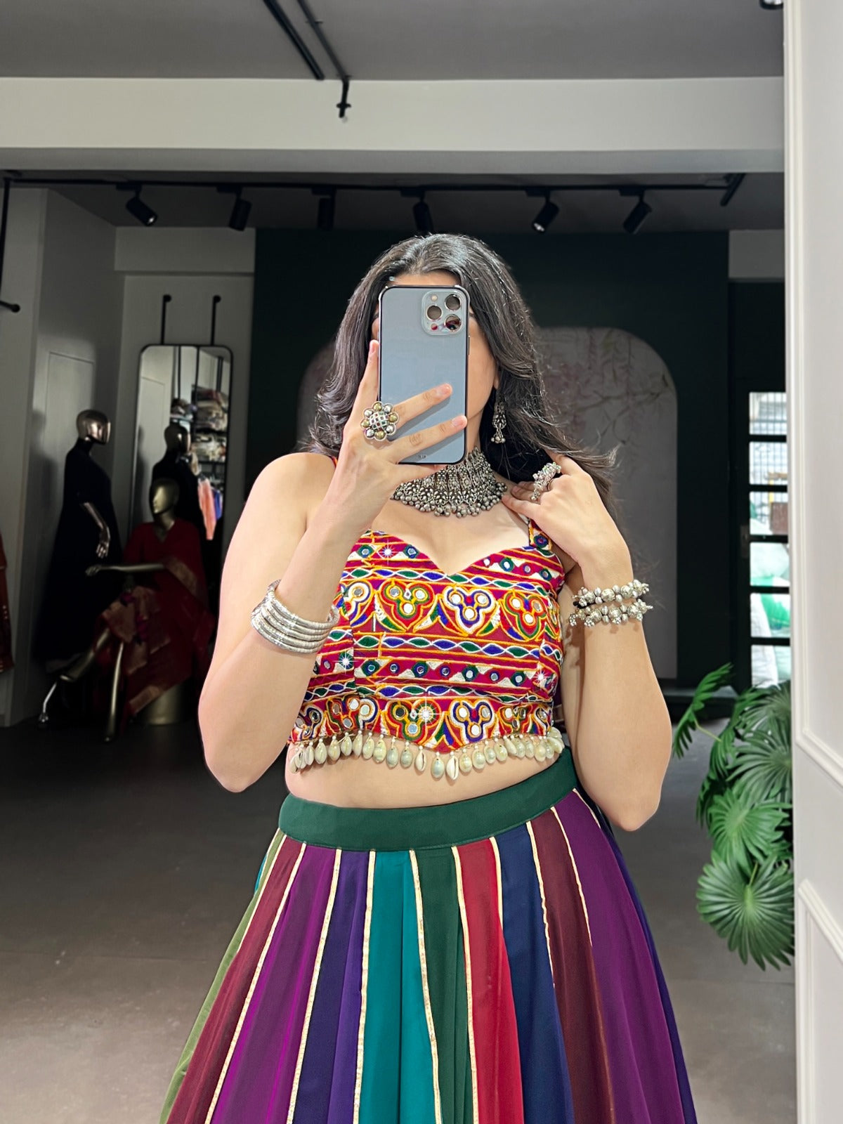 Multi-color Georgette Lehenga Choli with 8-meter flair