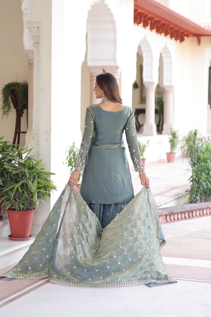 Fendi Silk Dupatta with Cutwork Lace Border