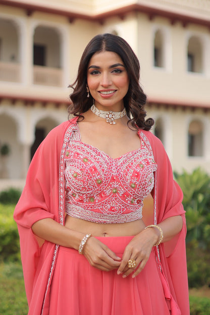 designer lehenga choli with beads embroidery