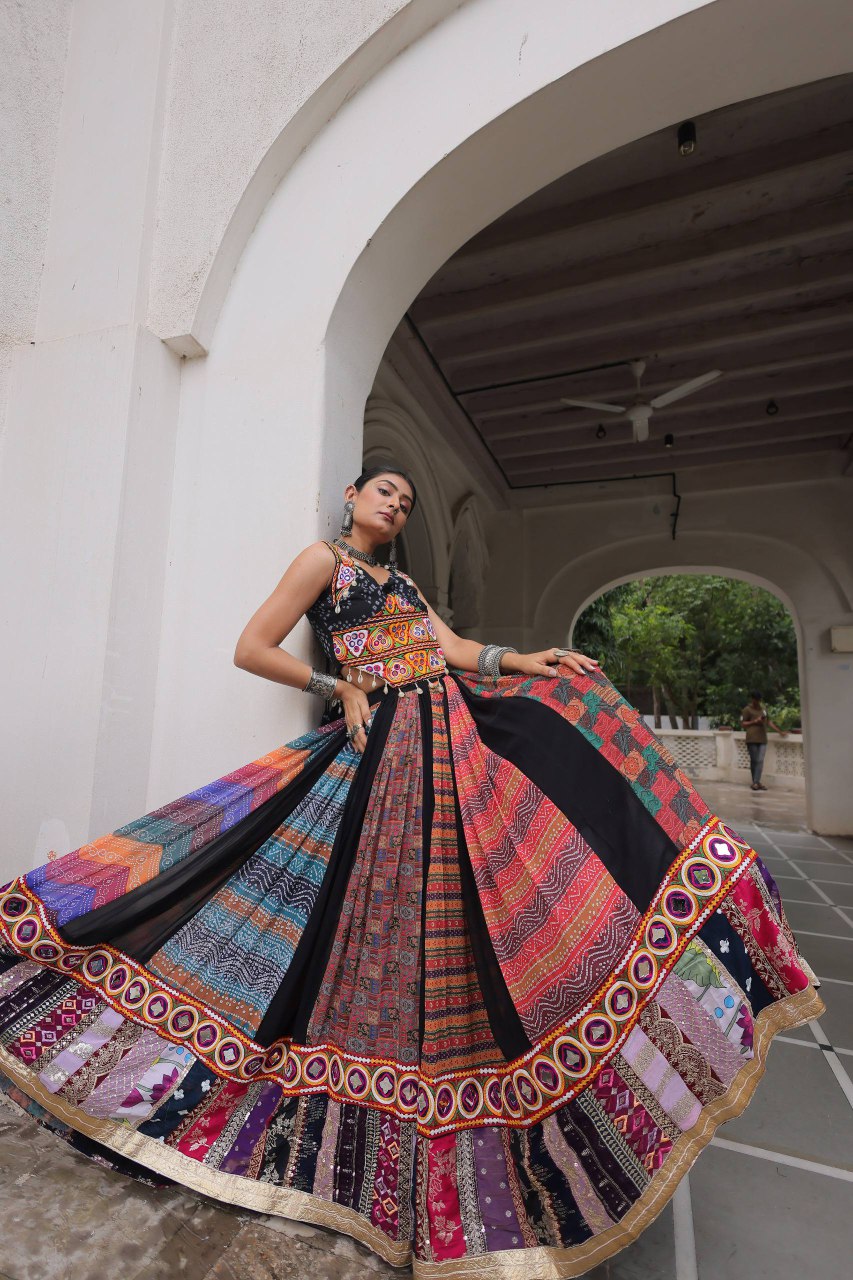 Navratri Lehenga Choli 2025 – Georgette Gamthi Embroidered Set