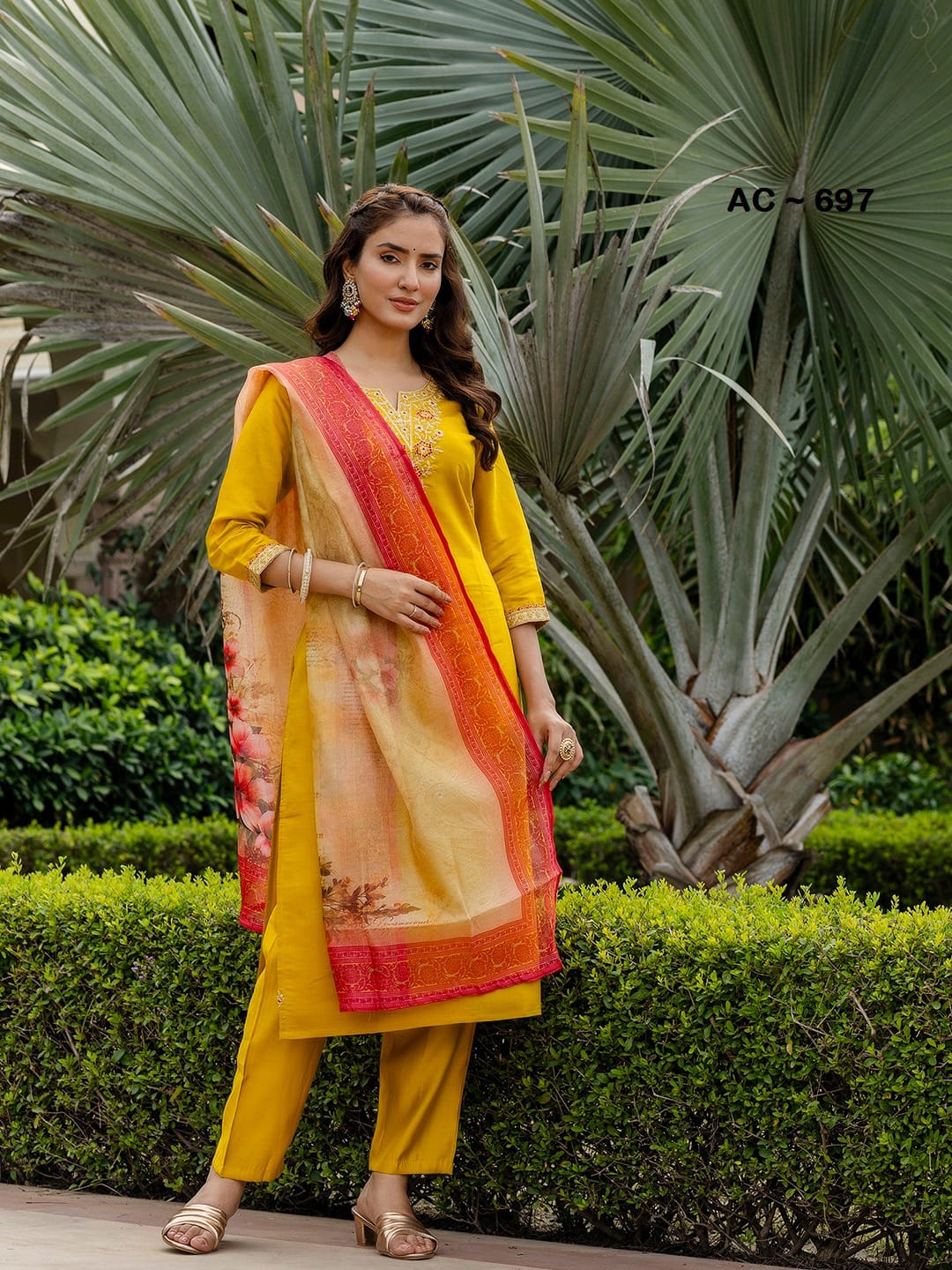 Heavy Rayon Embroidered Kurti Set with Taby Silk Dupatta