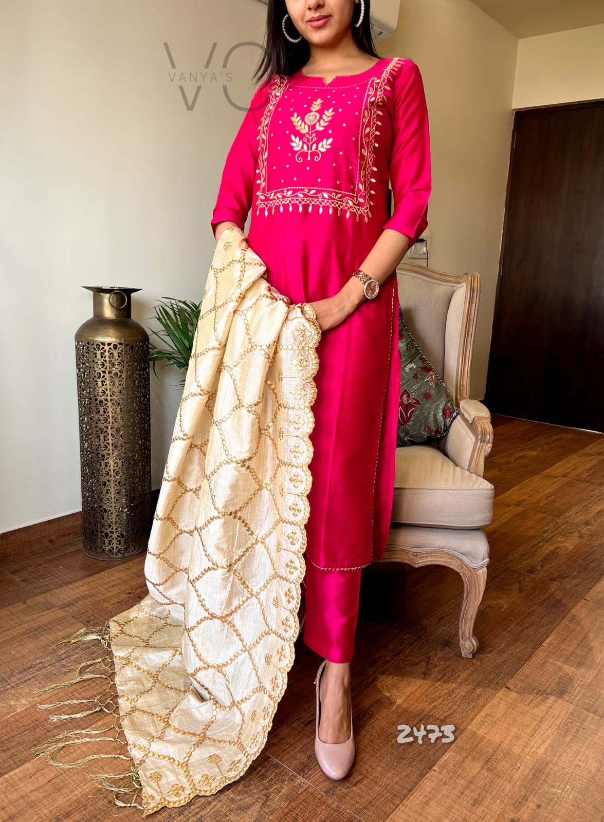 Mirror Foil and Zari Work Suit for Women