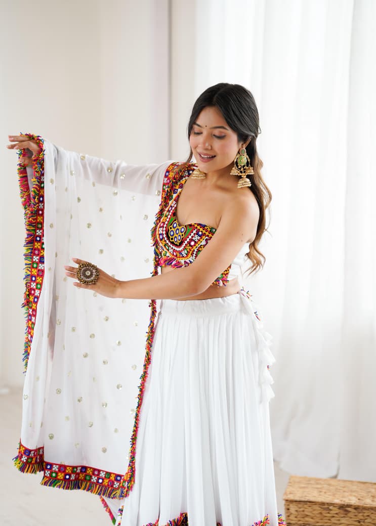 Navratri Lehenga with Real Mirror Gamthi Work