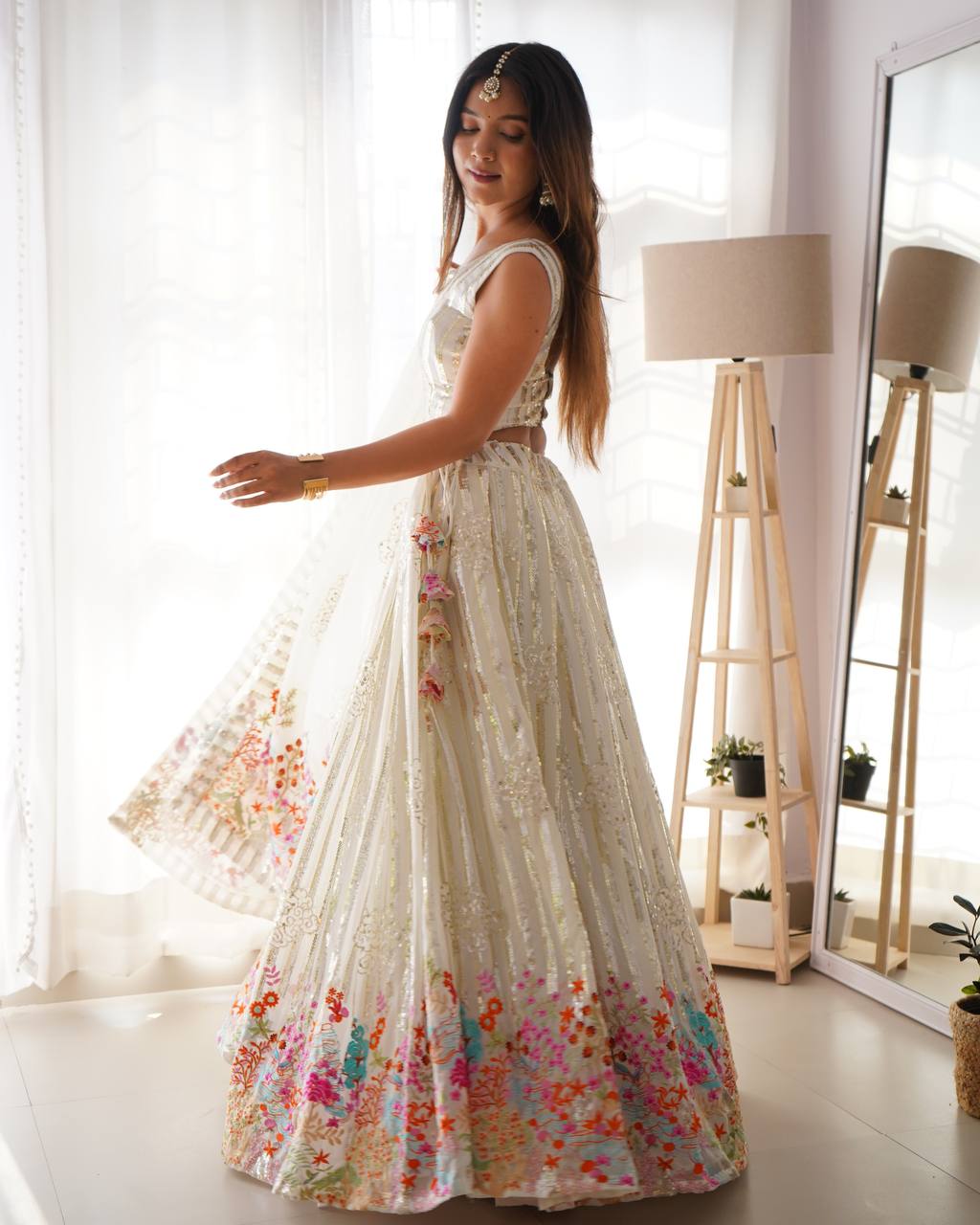 SP Series faux georgette lehenga choli with sequin embroidery