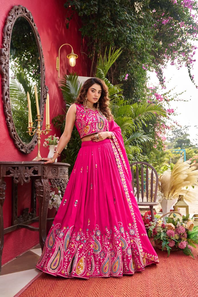 wedding vichitra silk lehenga choli