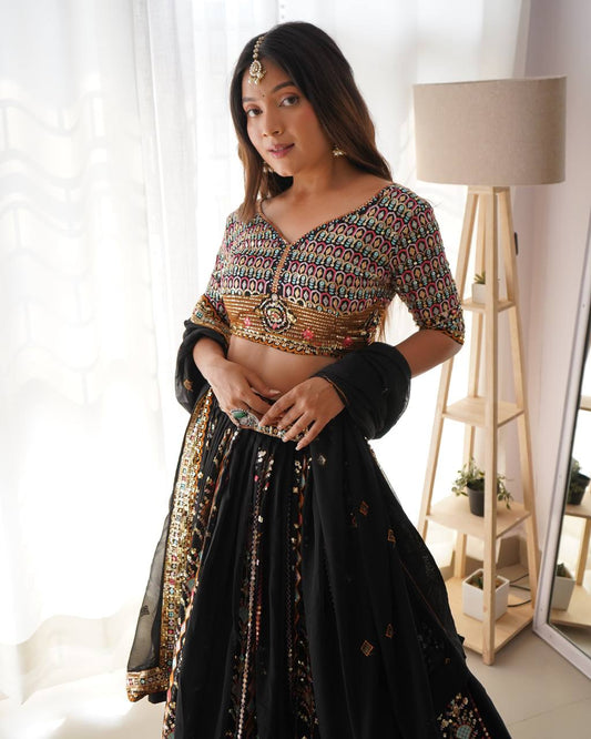 SP-32 faux georgette lehenga choli with thread and sequin work