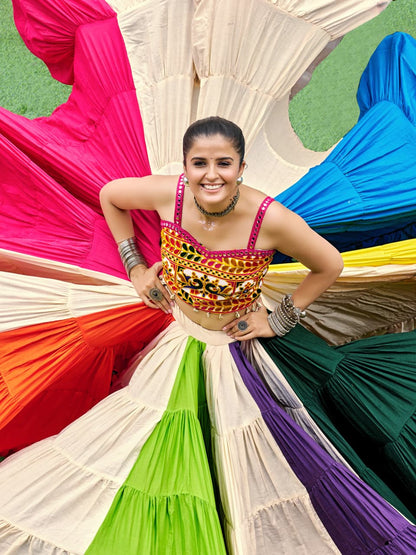 Gaji Silk Dupatta with Lagdi Patta for Navratri Lehenga Set