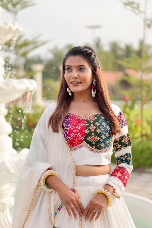 Navratri multi color cotton lehenga choli with dupatta