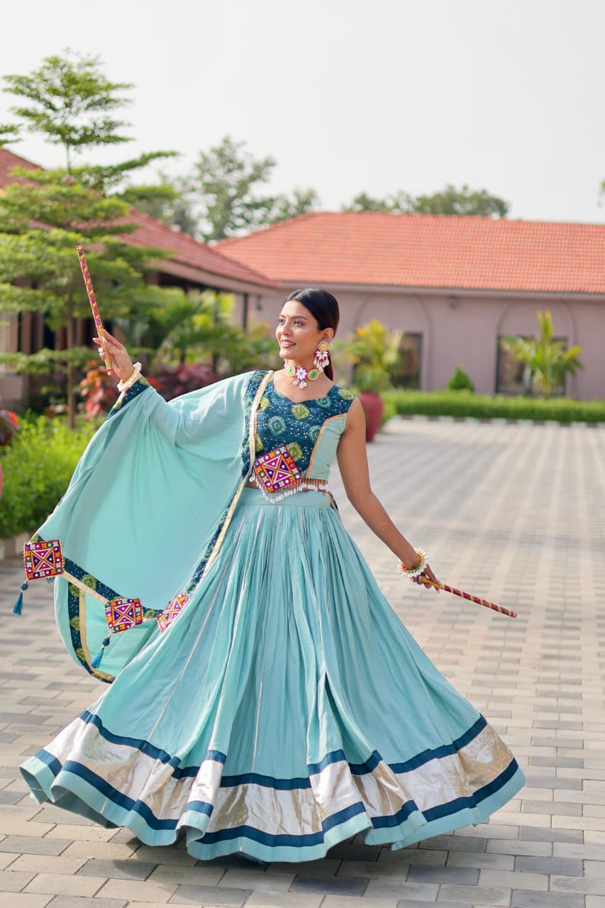 Navratri Special Gamthi Work Lehenga Choli with Dupatta