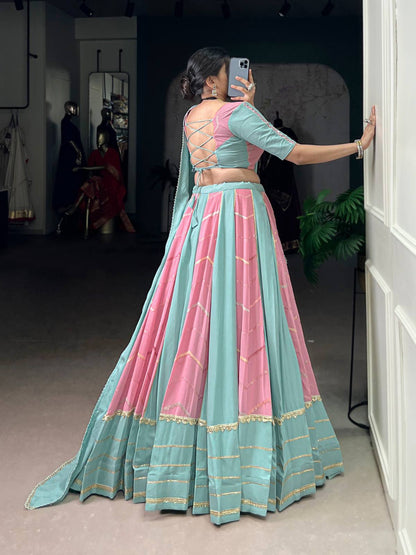 Sequins work pastel chaniya choli with dupatta