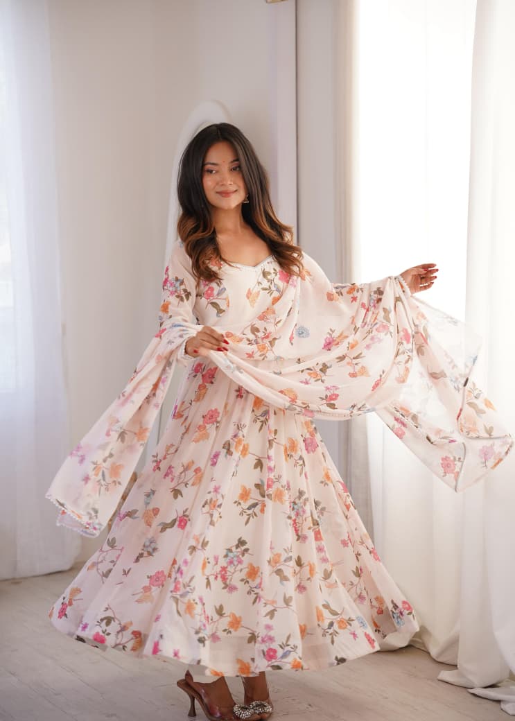 wedding wear printed gown for women