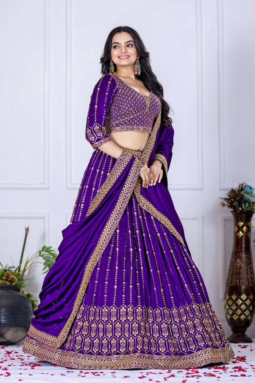 Multi Thread and Sequence Work Lehenga with Dupatta