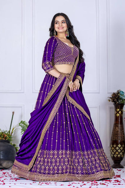 Multi Thread and Sequence Work Lehenga with Dupatta