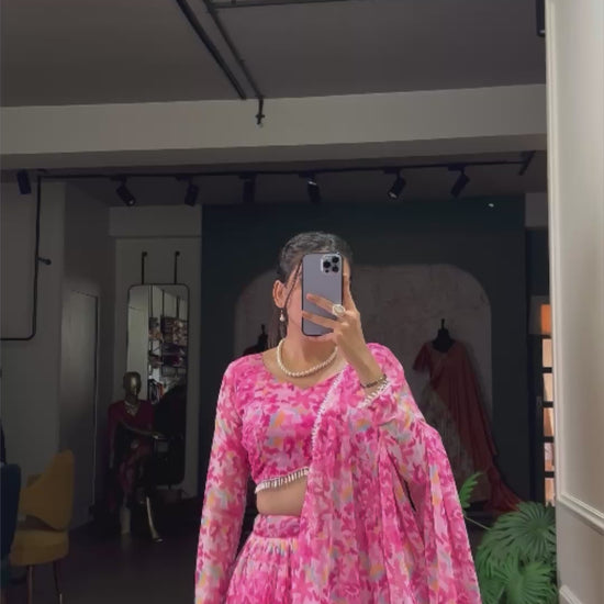 Complete Set: Lehenga, Blouse, and Dupatta in Elegant Georgette Fabric video