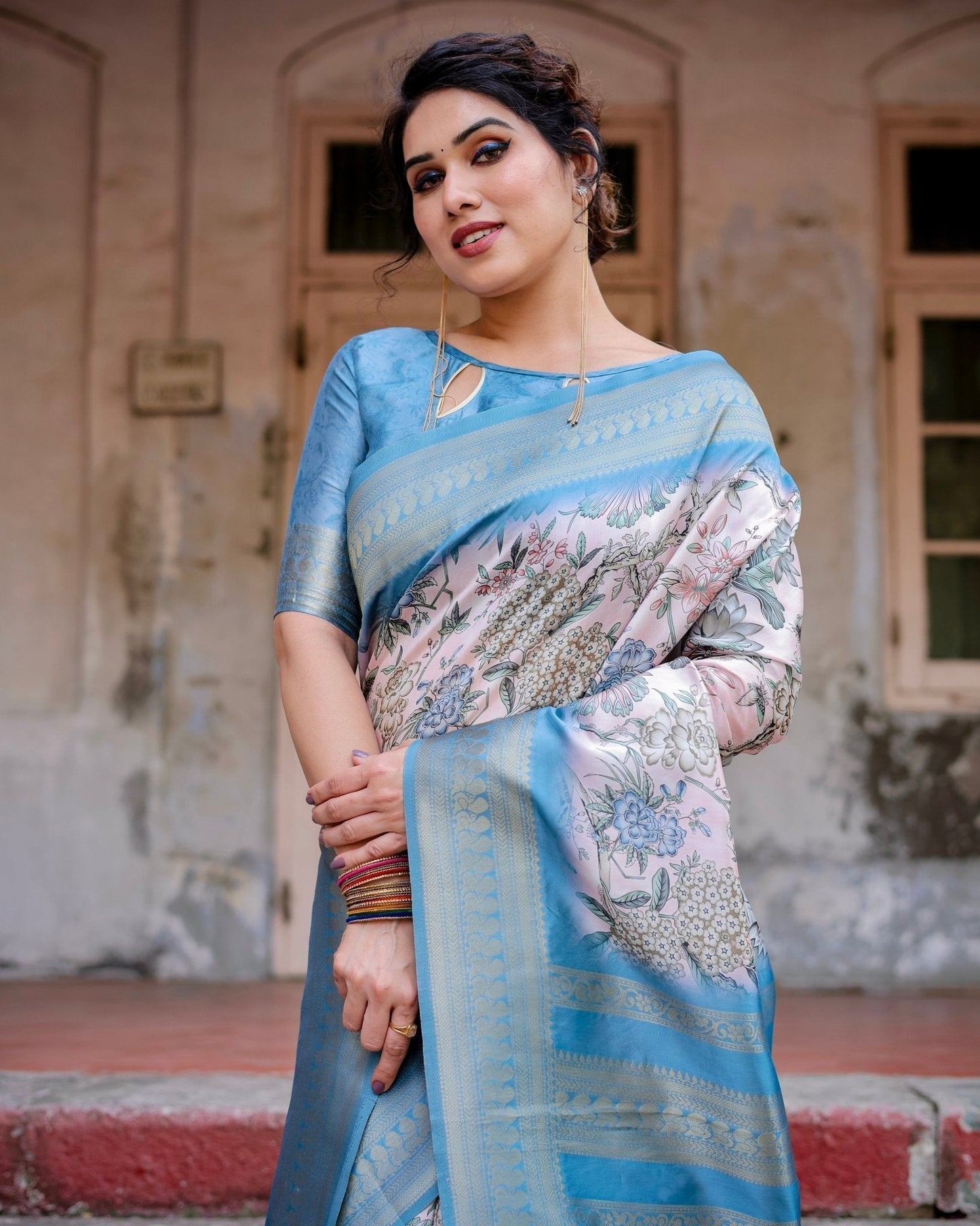 Pure Banarasi Silk Saree Weaved With Golden Zari Comes With Tassels - Almaari Fashion